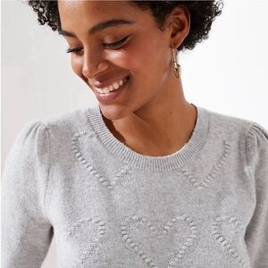 Loft - Heart Sweater - Light Grey